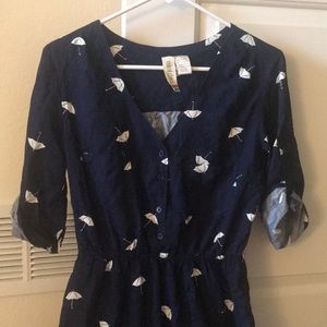 Navy blue umbrella print dress